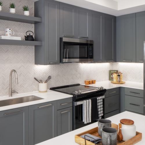 Stainless steel appliances in apartment kitchen at Aventon Huntington Station Stainless steel appliances in apartment kitchen at Aventon Huntington Station